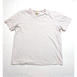 DOWNEAST Nautical Stripe Tee Shirt Top Womens M Beige & White Cap Sleeves